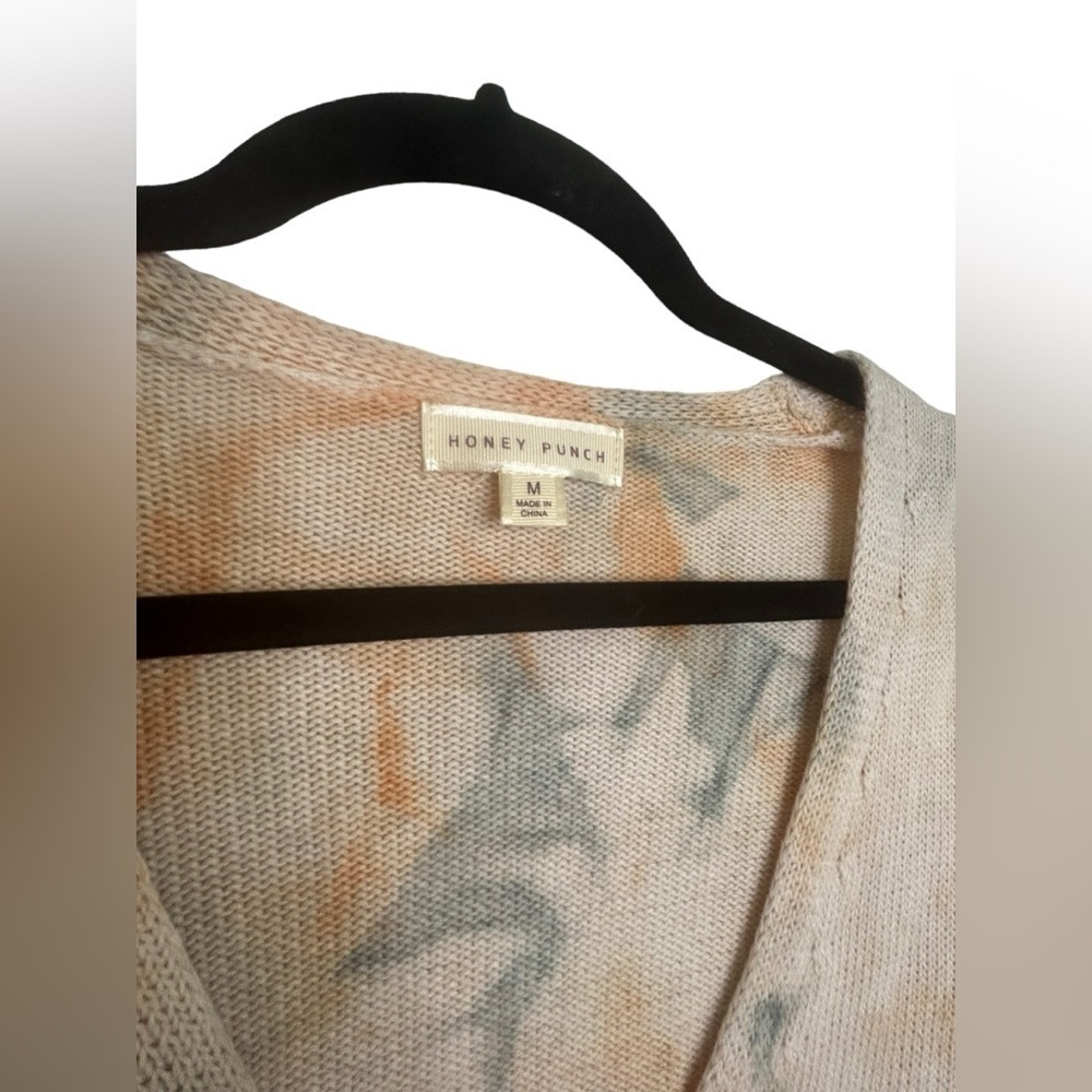 Honey Punch Rust & Grey Tie Dye Cropped Knit Sweater Size Medium - Picture 2 of 7
